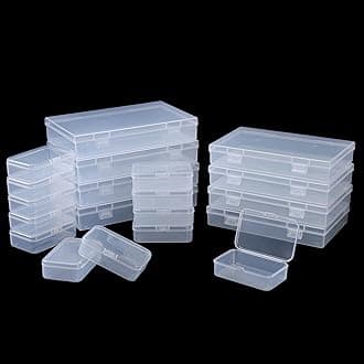 LJY 20 Pieces Mixed Sizes Rectangular Empty Mini Clear Plastic Organizer Storage Box Containers with Hinged Lids for Small Items and Other Craft Projects Plastic Containers with Lids Quart Containers