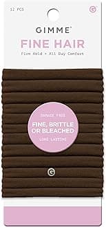 Beauty Fine Hair Elastic Bands - Slim-Fit Elastic Ties for Fine, Brittle, or Bleached Hair - No-Dent, Gentle-Grip Ponytail Holders for All-Day Comfort - 12 Pack, Light Brown