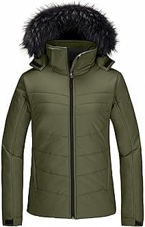 Skieer Women's Waterproof Ski Jacket Warm Puffer Jacket Thick Hooded Winter Coat