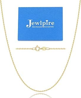Jewlpire 24k Over Gold Chain Necklace for Women, 1.1mm Italian Quality Cable Chain Gold Chain for Women Thin & Lightweight & Sturdy Women's Chain Necklaces, 16 Inches