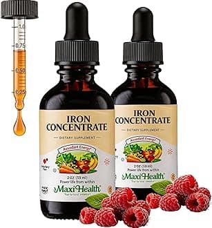 Maxi Health Iron Supplement 15mg Per ML – Increase Energy and Blood Levels Without Nausea or Constipation – Liquid Iron Drops for Men, Women, and Kids – 2 oz. (2 oz, 2 Pack)