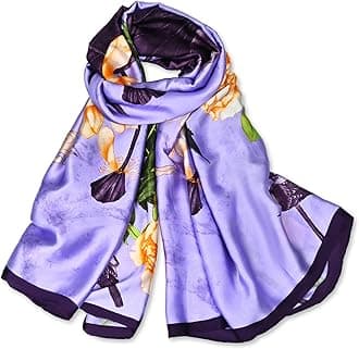 FINIZO Mulberry Silk Feeling Long Scarf for Women Large Shawls for Headscarf and Neck Sunscreen Shawls