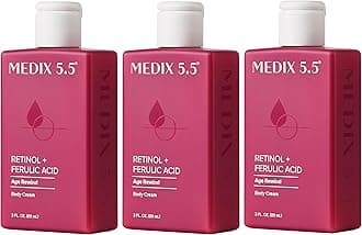 Medix 5.5 Retinol Body Lotion Firming Moisturizer | Crepey Skin Care Treatment | Retinol Body Cream | Firming Cream Targets Look Of Crepe Skin, Wrinkles, & Sagging, 3 Fl Oz Travel Size, 3-Pack