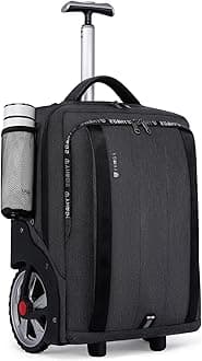 aocrin Rolling Backpack, Travel Backpack with Wheels, Rolling Backpack for Women Men, Carry on Luggage with Rolling Laptop Backpack for Work, Fit 17.3 Inch Notebook (Black)