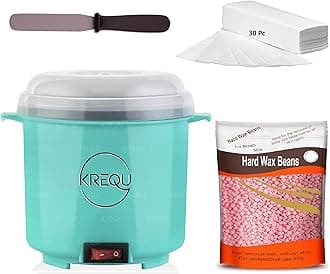 KREQU Wax Heater For Women, Waxing Kit Women All Skin Types Hands, Legs, Underarms, Bikini, Intimate Area Professional Wax Machine Waxing For All Skin Types ( Waxing Kit Combo) ( Wax Heater + Knife + Wax Beans + Strips )