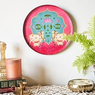 RITUALISTIC Pichwai Single Wall Plate for Home Decoration with 10 Inch Stand | Wall Arts For Living Room, Bedroom | Aesthetic Room Decor Items | Wall Hanging Showpiece | Home Decor Gift Item