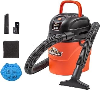 Armor All AA155 1.5 Gallon 2 Peak HP Portable Wet/Dry Shop Vac, Orange