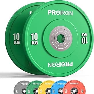 PROIRON 2" Olympic Bumper Plate Rubber Weight Plates with Steel Hub Color Rubber plate for Weight Lifting and Strength Training 5KG 10KG 15KG 20KG