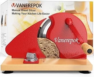 Manual Bread Slicer for Homemade Sourdough Bread Versatile Hand Crank Bread Slicer for Sourdough Crusty Bread Etc Stainless Steel Slicers Adjustable Width for Homemade & Commercial Use