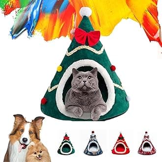 Christmas Tree Cat Bed, Christmas Tree Cat Housem, Christmas Pet Bed,Cat Christmas Bed, Cat Christmas Tree Bed, Christmas Ornament Cat Bed for Indoor Cats (B, Small)