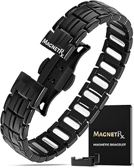 MagnetRX® Magnetic Bracelets for Men - EllipseMAX 5X Strength Mens Magnet Bracelet with 5,000 Gauss Magnets - Designed in USA & Patent Approved - Adjustable Titanium Magnetic Bracelet Men (Black)