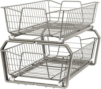 ClosetMaid3088 Two Tier 11-Inch Wide Kitchen Cabinet Organizer, Nickel