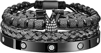 WFYOU 3PCS Stainless Steel Bracelets for Men Gold Roman Numeral Bangle Bracelet Twisted Cable Bracelet Adjustable Cuff Bracelet Mens Luxury Jewelry Bracelets Gifts