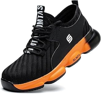 Safety Shoes for Men Women Steel Toe Boots Non-Slip Lightweight Breathable Sneakers Puncture Proof Protective Industrial Black Work Shoes - EU 42