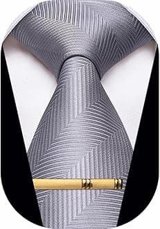 YourTiesMen's Neckties Striped Tie and Plaid Neckties for Men Woven Silk Tie Gold Tie Clip Set