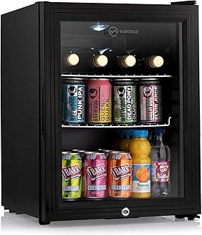 – Subcold Super35 LED Mini Fridge | 35L Table-Top Beer, Wine & Drinks Fridge | Energy Efficient with Dual-Glazed Glass Door - Black