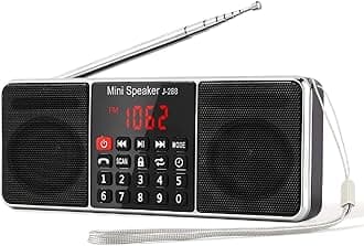 J-288 Portable Radio AM FM with Bluetooth Speaker, Sleep Timer, Power-Saving Display, Ultra-Long Antenna, AUX Input & USB Disk & TF Card MP3 Player, NO Manual Preset