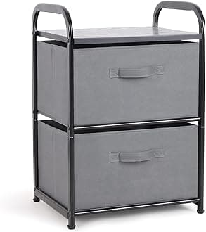 Dresser for Bedroom with 2 Drawers, Wide Chest of Drawers, Fabric Dresser, Storage Organizer Unit with Fabric Bins for Closet, Living Room, Hallway, Nursery, Dark Grey