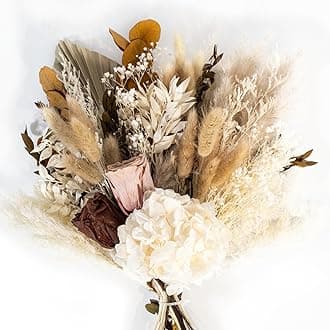 Natural Dried Flower Bouquet, Real Flower Arrangements Preserved Flowers Mix Bouquet, Varieties Flowers for Vase, Floral Arrangement for Home Wedding Decor -Brown