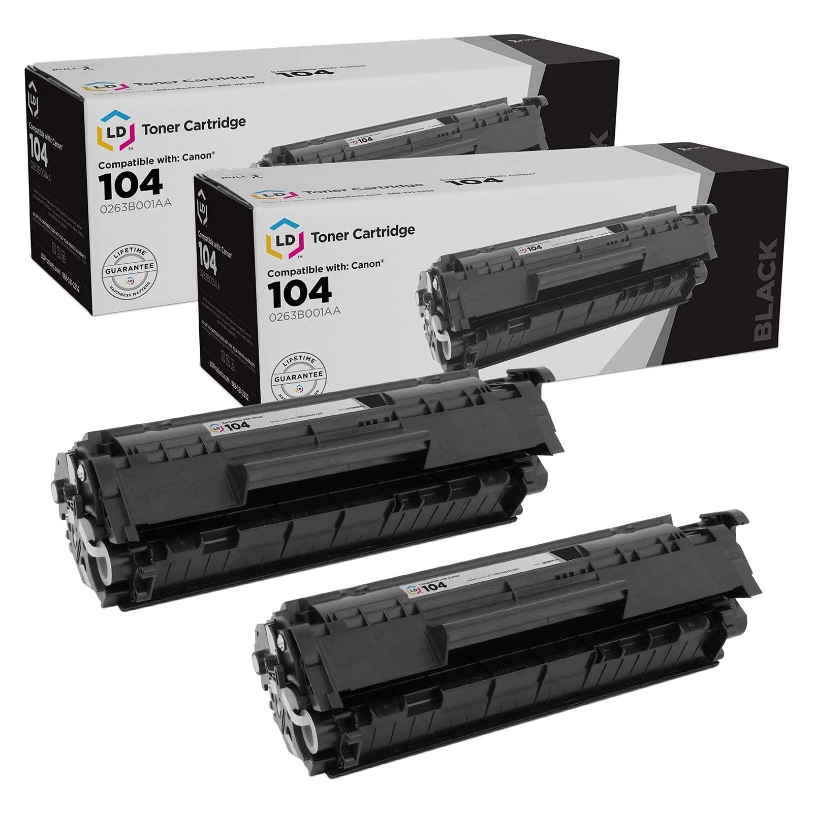 LD Products Compatible Toner Cartridge Replacement for (2-Pack, Black) Canon 104 0263B001AA Works with L120 L140 L90 D420 D480 MF4150 MF4270 MF4350d