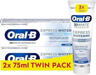 Oral-B 3D White Advanced Express Whitening Toothpaste Fresh Glow 2 x 75ml Twin Pack