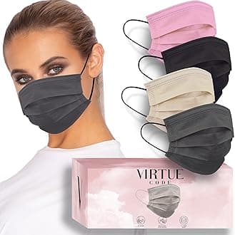 VIRTUE CODE Seamless Essentials Face Masks - Soft 3 Ply Comfort 50 Disposable Face Masks