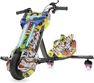 Tygatec 3-Wheel Drifter with LED Lights and Bluetooth for Kids Ages 6+Years,15 km/h Top Speed, 3-Hour Charge, 75 kg Weight Capacity