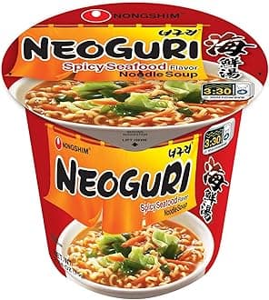 Nongshim Ramen Noodles, Gourmet Instant Ramen cup, Premium Microwavable Noodle Soup, Neoguri Spicy Seafood, 2.64 Ounce (Pack of 6)