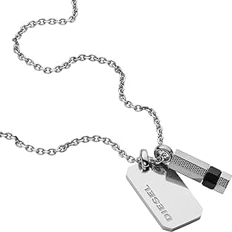 Necklace for Men Double Pendant, 50cm+5cm Silver Stainless Steel Necklace, DX1156040