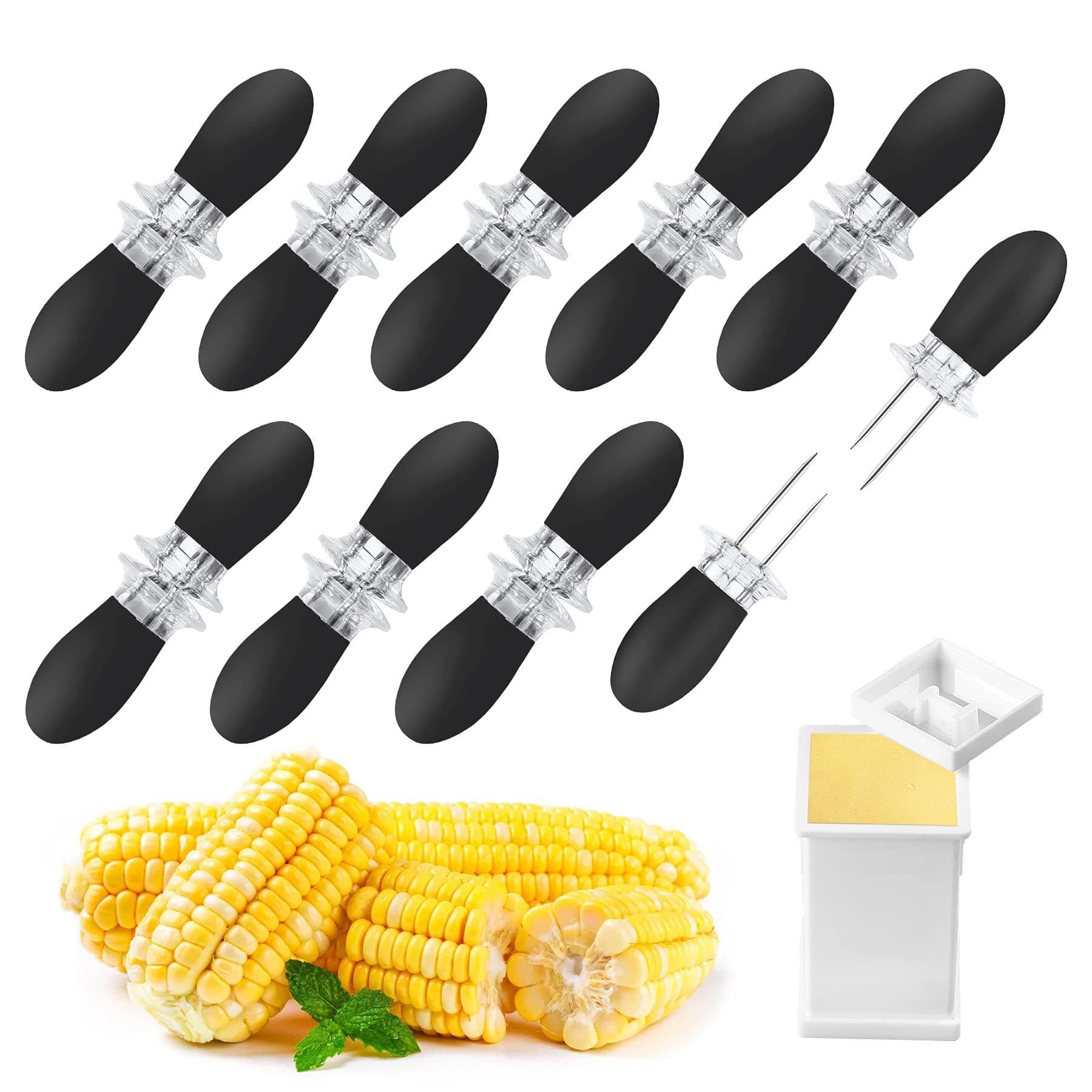 AUGSUN 18Pcs/9Pairs Black Corn Holders