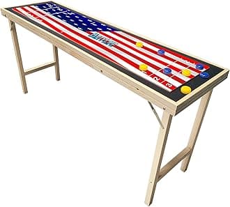 6-Foot Premium Shuffleboard Table w/Folding Legs, Pucks, and Optional LED Lights - Awesome Graphics - Choose Your Model