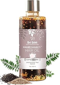 Nat Habit Curry Sesame Summer Hair Oil For Oily, Normal, Curly, Colored Hair With 16 Herbs, Coconut & Amla (100ml)