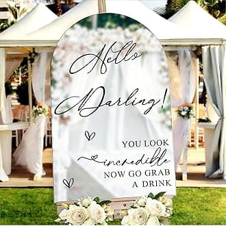 Welcome to Our Wedding Sign Decals Wedding Welcome Sign for Backdrop Selfie Mirror Decals for Weddings Party Entry Mirror Mr and Mrs Signs Sticker Decal Hello Darling You Look Incredible Wall Stickers