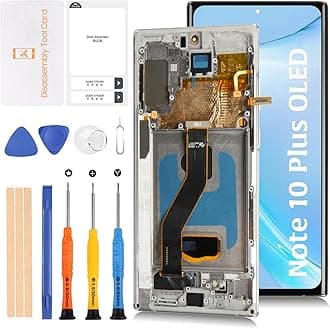 Note 10 Plus 5G OLED LCD Display +Aura White Frame for Samsung Galaxy Note10+/5G SM-N975U N975W N976U 6.8" LCD Screen Display Replacement Touch Digitizer Assembly Kit