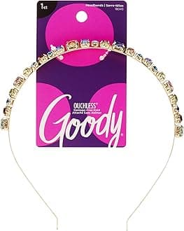 GOODY Ouchless Headband, Bejeweled, Comfort Fit for All Day Wear for All Hair Types, Hair Accessories for Girls, Mixed