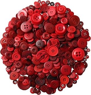 650 Pcs Buttons Round Resin Buttons 2 and 4 Holes Assorted Buttons for Sewing Crafts DIY Projects Button Painting Craft Buttons (Dark red)