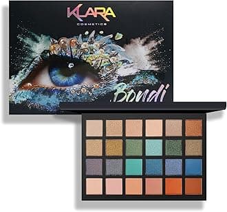 Klara Cosmetics 24 Shades Eyeshadow Palette festive luxury matte shimmer vibrant cool bold full color pigment long lasting collection, Bondi