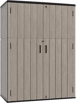 KINYING Outdoor Storage Shed,57 Cu.ft Vertical Outdoor Storage Cabinet Waterproof, Outdoor Resin Tool Shed for Patio Furniture, Garden Tools, Pool Accessories, Lawn Mower(Coffee Color)