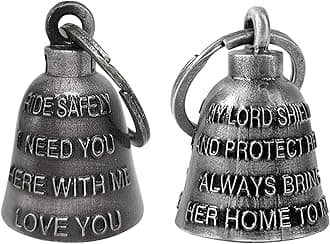 【2Pack】Motorcycle Bells for Biker Good Luck Guardian Riding Bells with Hanger Motorcycle Accessory or Keychain for Luck