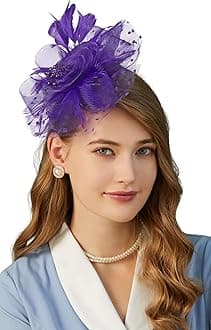 Cizoe Fascinators Hat for Women Tea Party Headband Kentucky Derby Wedding Flower Cocktail Mesh Feathers Hair Clip