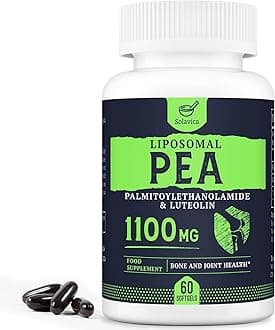 Liposomal Palmitoylethanolamide (Pea) 1100mg with Luteolin, Micronized Pea - High Purity, Super Absorption and Optimal Effectiveness, 60 Softgels (Pack of 1)