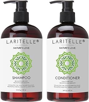 Organic Shampoo 17 oz + Conditioner 16 oz | Prevents Hair Loss, Promotes Hair Growth | Organic Quinoa + Keratin + Rosemary, Ginger & Grapefruit | NO GMO, SLS, Gluten, Parabens, Phthalates