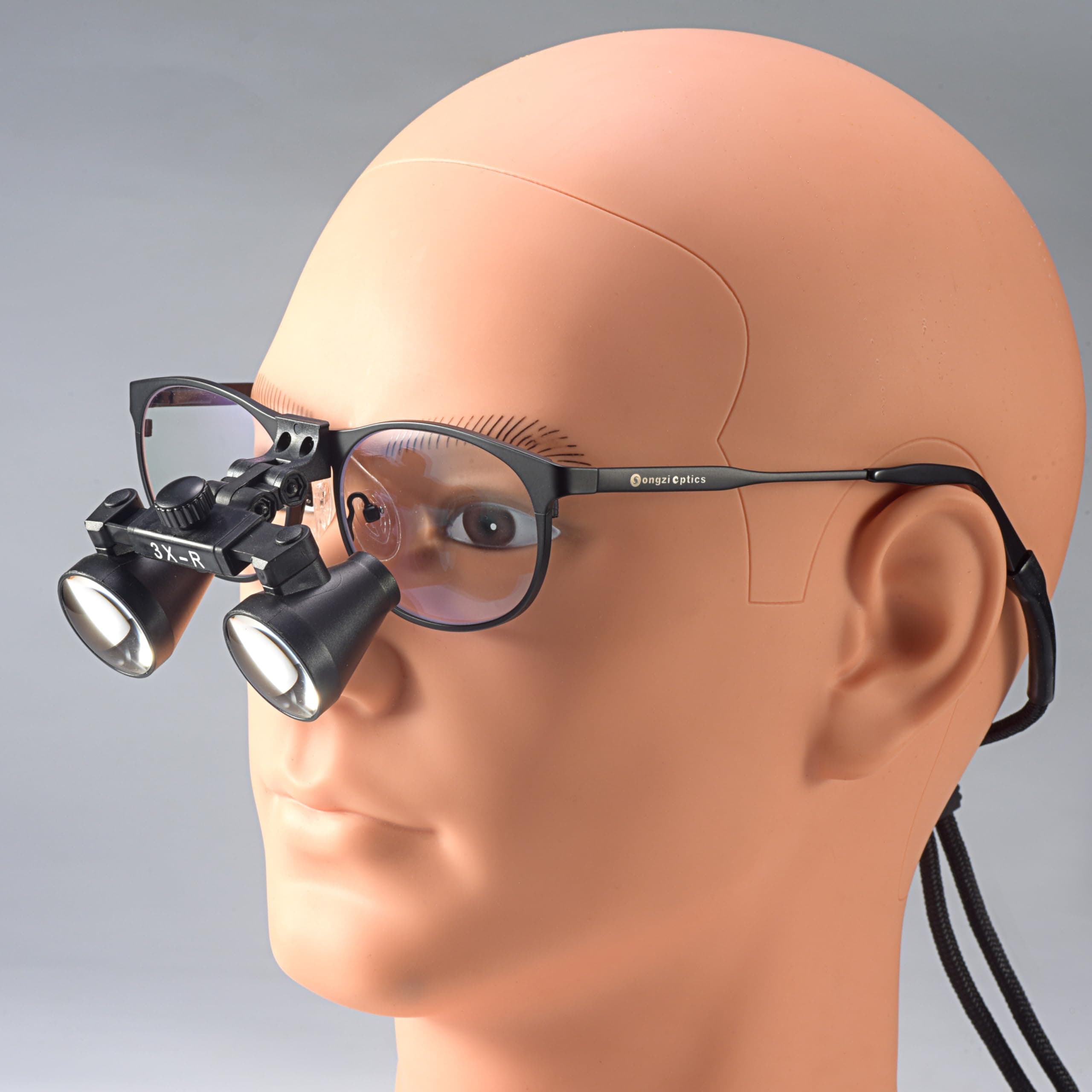 (2.5X 3X 3.5X Optional) Titanium Frame Binocular Dental Surgical Loupes Black Colour (Working Distance :(500-600 mm) XL, Magnification:3X)