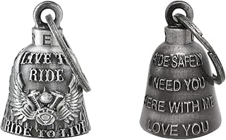 【2Pack】Motorcycle Bells for Biker Good Luck Guardian Riding Bells with Hanger Motorcycle Accessory or Keychain for Luck