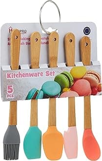 HOMEPRO Better Value for Better Living Silicone Baking Spatula with Elegant Wooden Handle Set - Multicolor Kitchen Utensils Precise and Delicate Baking, Ideal Culinary Masterpieces