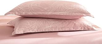 Homebox 3 Piece Duvet Cover Set, 100% Egyptian Cotton Sateen Weave Silky Soft Bedding Set Quilt Cover with Hidden Button Closure, Geometrical Print, Comforter Cover and 2 Pillow Shams—Pink, King