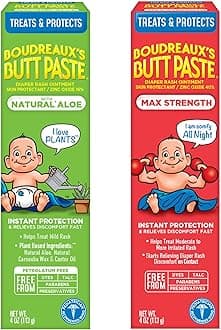 Boudreaux's Butt Paste Diaper Rash Ointment Variety Pack (1-4 oz Maximum Strength, 1-4 oz Natural Aloe)