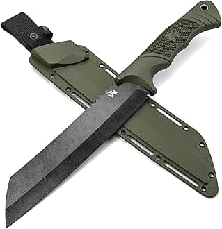 W Machete - Survival Machete Full Tang with Sheath - Strong D2 Steel Knife Machete for Cutting Trees, for Yard Work, and for Bushcrafting and Big Tactical Knife with TPE-Handle