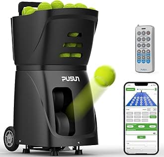 PT-Smart Tennis Ball Machine Automatic Portable Tennis Ball Launcher/Thrower for All Level Players Training and Practice - Pre-Programmed and Custom Drills, Complete with App/Remote Control.