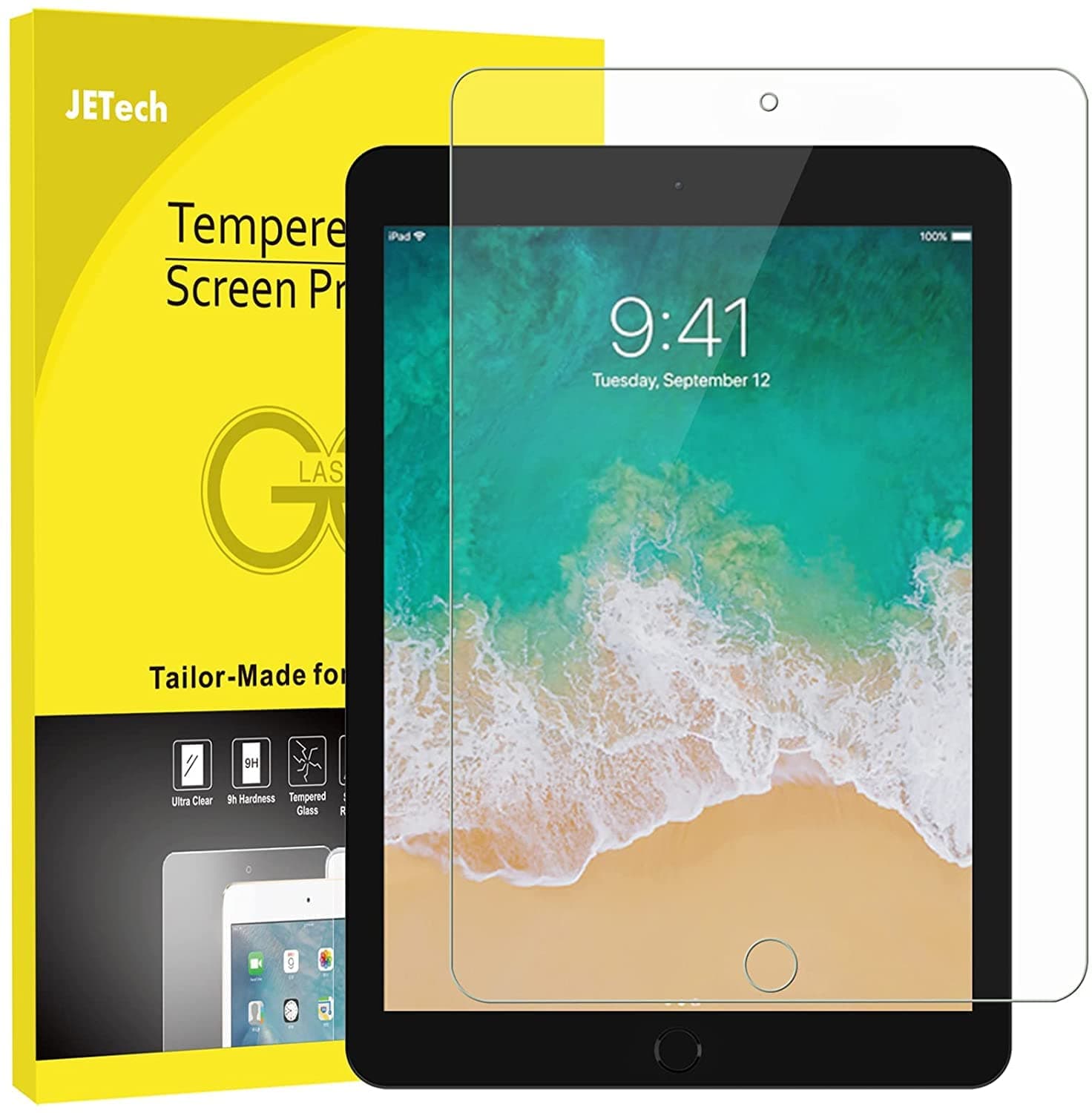 JETech Screen Protector for iPad Pro 12.9-Inch (2015/2017 Model, 1st/2nd Generation), Tempered Glass Film